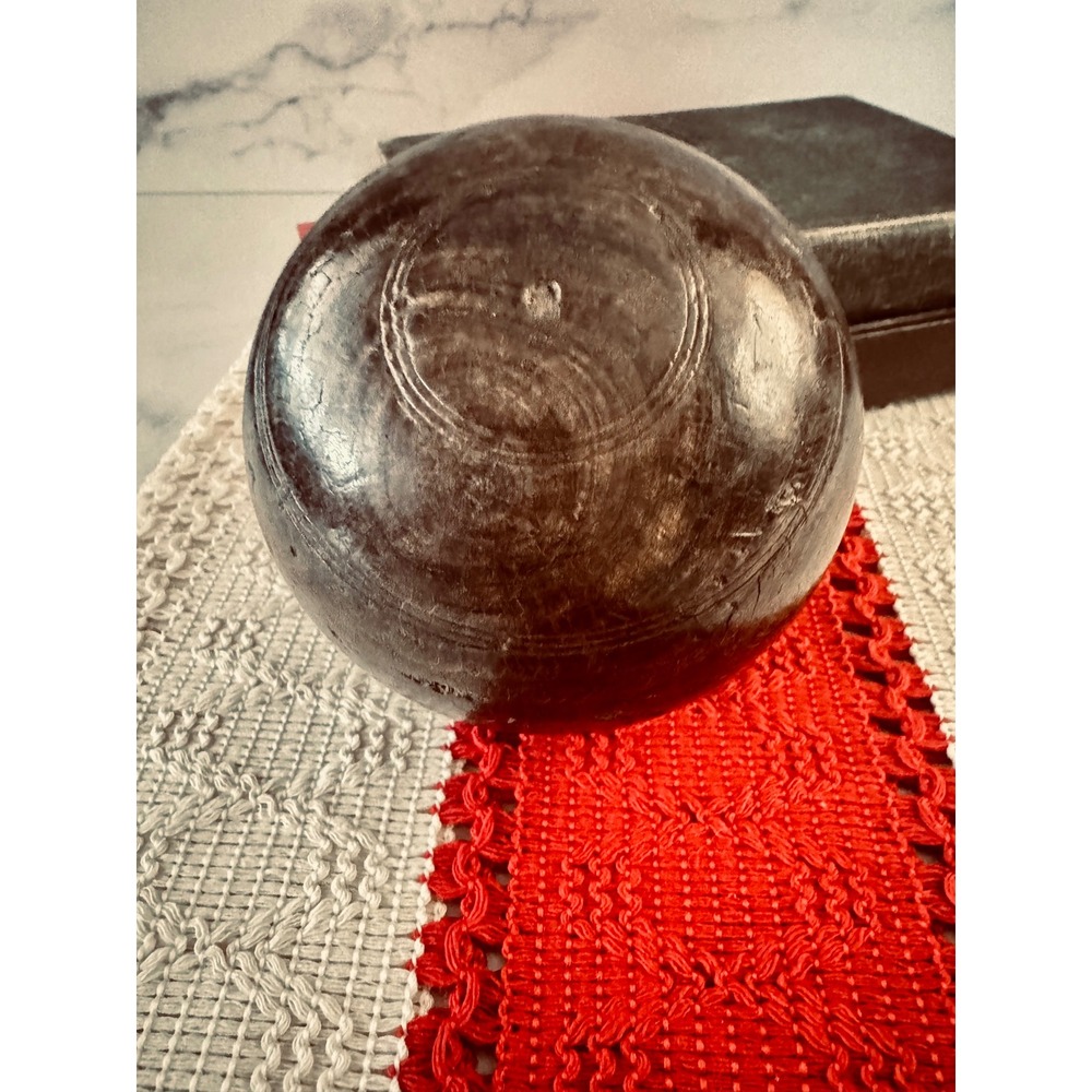 Antique Lignum Vitae Lawn Bowling Ball Hand Carved Wood Decorative Sphere No 3